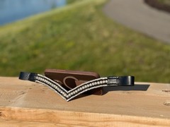 Elegant 5-Row Black And Sliver Crystal V-Shape Browband