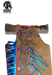 Brown Leather Bull Riding Chaps suede Western Cowboy Rodeo Gear – Custom Design