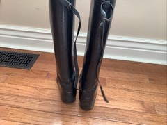 From Spain Equestrian RIDING BOOTS Black Leather Tall Sz Is Estimate 6.5-7