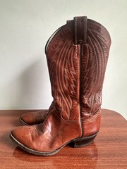 Justin 2301 Brown Leather Western Cowboy Equestrian Boots Made in USA Size 8.5D