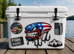 Bait Fishing American Flag Lure Trout Sticker Bass Fishing Decal Boat Tackle Box
