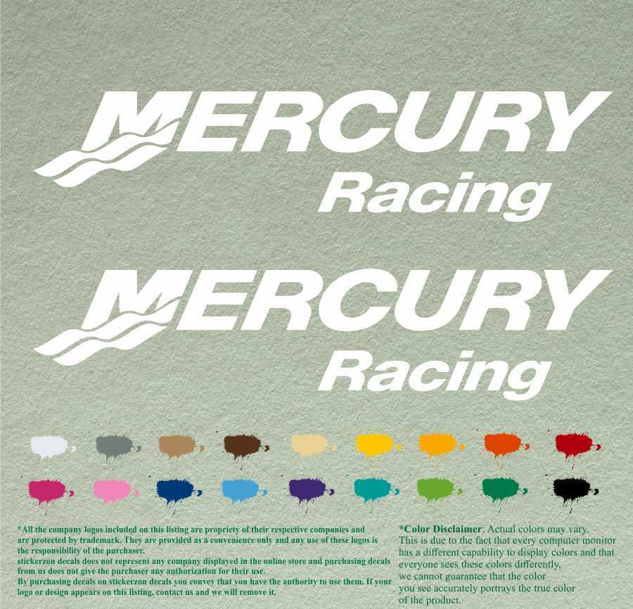 Mercury Racing Set Pair of Boat Outboard Decals Vinyl Stickers Motor Lot of 2