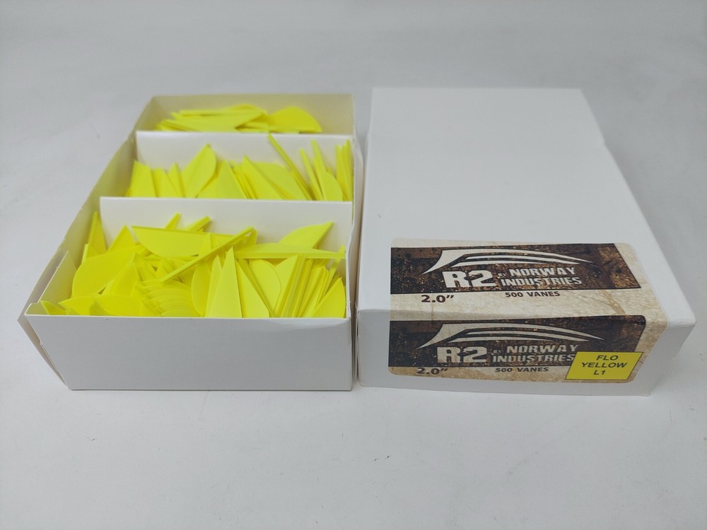 2.0″ Flo Yellow Raptor II R2 Vanes By Norway Industries: Bulk Pack Of 500 Count