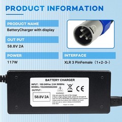 YZPOWER 58.8V 2A Battery Charger for 52V 15Ah Lithium-Ion Battery Packs Featu…