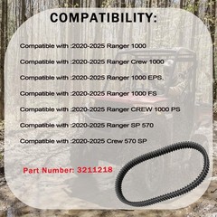 3211218 Heavy Duty Aramid Drive Belt Compatible with Polaris Ranger 1000/Crew…