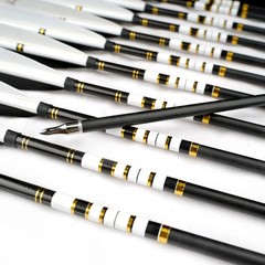 AF 31.5Inch Carbon Mix Arrows 500 Spine 12Pcs Black White Feather Target Hunting