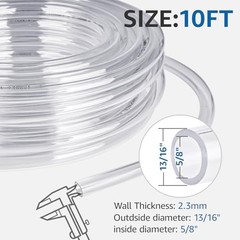 5/8″ I.D x 13/16″ O.D Clear Vinyl PVC & Silicone Hose for Home 10 Feet 5/8″I.D