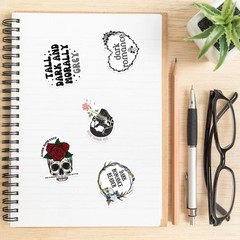 20Pcs Random Gothic Punk Dark Red Romance Skull Book Bookish Reading Stickers