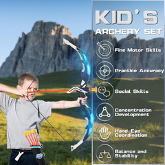 Bow and Arrow Set for Kids, 2 Pack LED Light up Archery Set with 20 Suction Cup