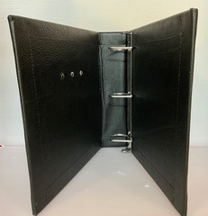 CHESTNUT FLORAL LEATHER 2″ 3 RING BINDER BLACK TRIM ALPACA SILVER CONCHO