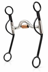 Western Sweet Iron SS 5″ Medium Port Mouth Copper Roller Swivel Horse Bit 35682B