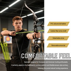 31″ Pure/Mixed Carbon Arrows 2″ Vane Spine 350-500 Compound Recurve Bow Hunting