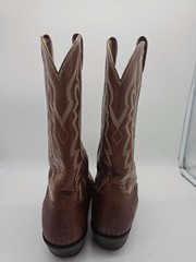 Tony Lama Western Cowboy Boots Lizard Leather Brown Embroidered Size 11.5 D
