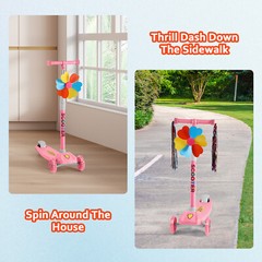 Scooter for Kids 3 Light Up Wheels Kids Kick Scooter Adjustable Foldable Pink