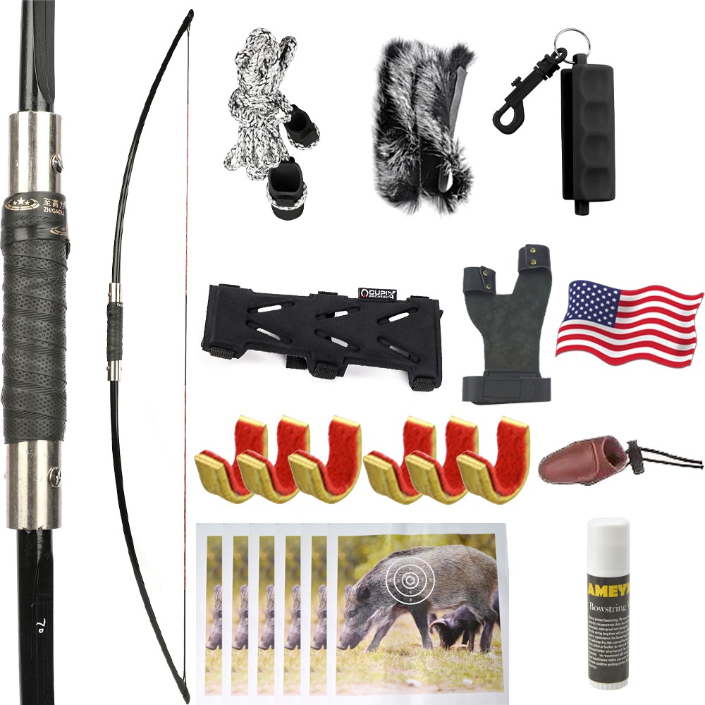 65″ English Traditional Longbow Set 60/65/70lbs Archery Takedown Bow Hunting US