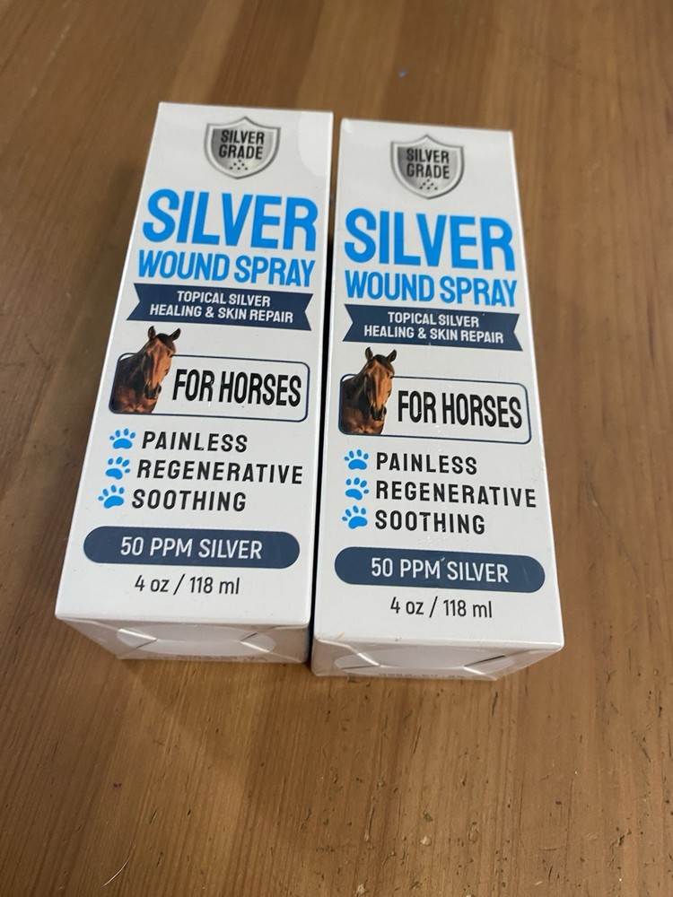 Horse Wound Care Spray with Silver – Wounds, Large, White blue elements Lot 2