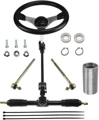 Durable 11.8» Steering Wheel with Adjustable 16.5» Gear Rack Kit for Go-Karts