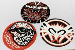 2 1/2 inch Circle Black Flys Eyewear STICKER Surf Skate Snow Party Lot of 3