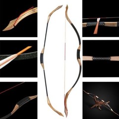 Archery Traditional Recurve Bow Longbow Mongolian Horsebow & 12x Arrows Hunting
