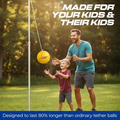 Tetherball Game Set – Soft-Touch Tether Ball with 2 Reinforced Attached Ropes…