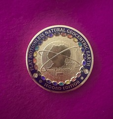 RARE limited edition 2016 flat earth coin 2nd Ed Gold Tone