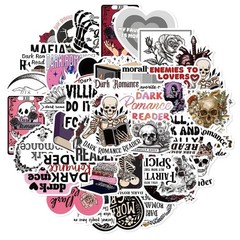 20Pcs Random Gothic Punk Dark Red Romance Skull Book Bookish Reading Stickers