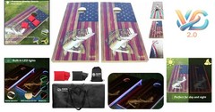 LED Cornhole Board Set 4×2 Waterproof Wood with RGB Lights & Bags