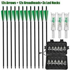Hunting 20″ Crossbow Bolts Arrows or 100gr Broadhead or Lighted Nock Shooting