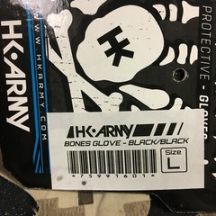 New LARGE HK Army Bones Paintball Gloves – Black/Black