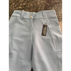 Free Ride Equestrian periwinkle High Waist Full Seat Silicone Grip Breeches NWT