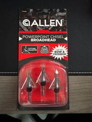 Allen Powerpoint Chisel Tip Broadheads 100 Gr 3 Pk Fixed Blade Crossbow Compound
