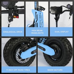 Dual Motor Off Road Electric Scooter for Adults 5600W 50MPH 43Miles Escooter