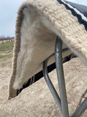 Black w/beige, white wool cutter style Western saddle pad w/fleece 32 X 34