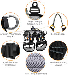 Climbing Belts, Thicken Professional Large Size Safety Seat Belts for Tree Climb