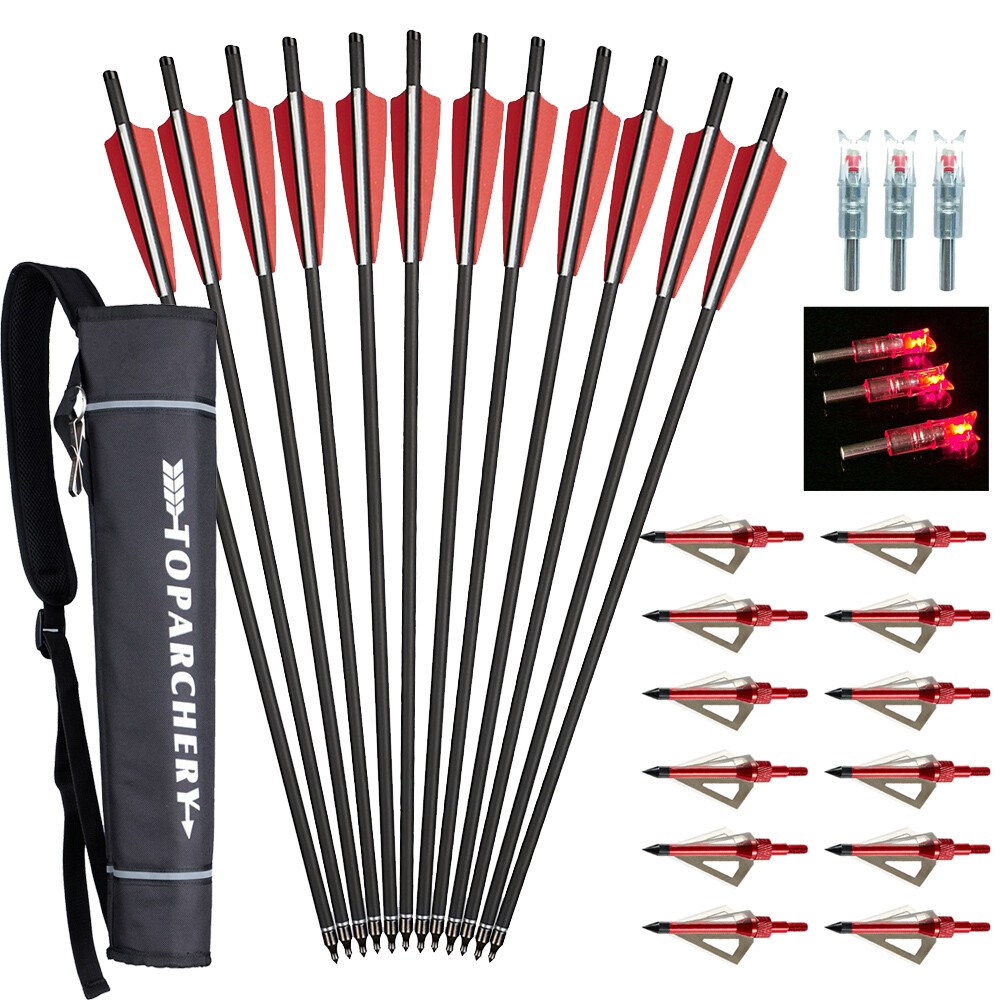 20″ Hunting Crossbow Blots Crossbow Arrows /Broadheads /Lighted Nock /Arrows’bag
