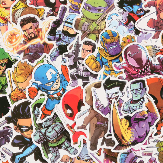 50pcs Superhero Waterproof Stickers Cute for Kids and Teens, Vinyl VSCO Stickes.