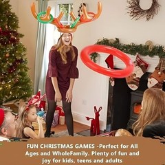 2 Set Inflatable Reindeer Ring Toss Game for Christmas Party Favors Supplies