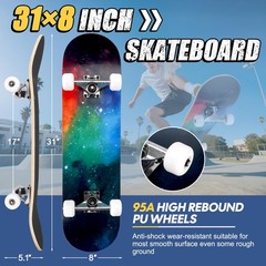 Skateboards for Beginners Adults Youths Teens Kids Girls Boys 31 Inch Pro Com…