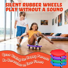 4 Pack Sports Scooter Boards with Handles for Indoor & Outdoor Fun
