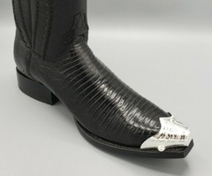 WESTERN COWBOY BOOT TIPS Pair – Silver Engraved Flat Tips w Heel Guards