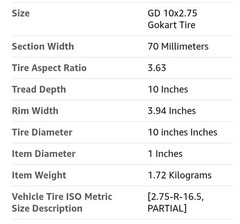 GYL 10×2.75 GoKart Tire Quick Release Tire Replacement for Ninebot by Segway S M