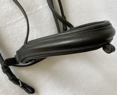 SCHOCKEMOHLE Gently Used PADDED Black FULL Horse BRIDLE~Crank Nose~Crystal Brow