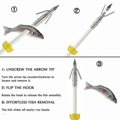 6 Pack 32 inch Bowfishing Arrows Luminous with Broadheads and Safty Slides Bo…