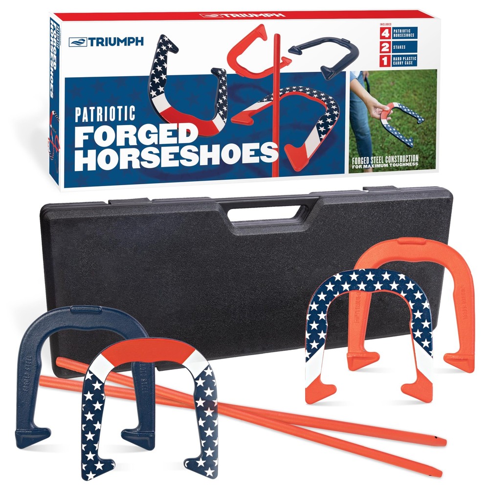 Triumph Sports Triumph Patriotic Forged Horseshoes Set 4 Steel Horseshoes 2