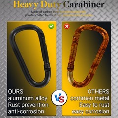 13 Colors Heavy Duty Aluminum D Carabiner Clips & Key Rings, Black & Sliver C…
