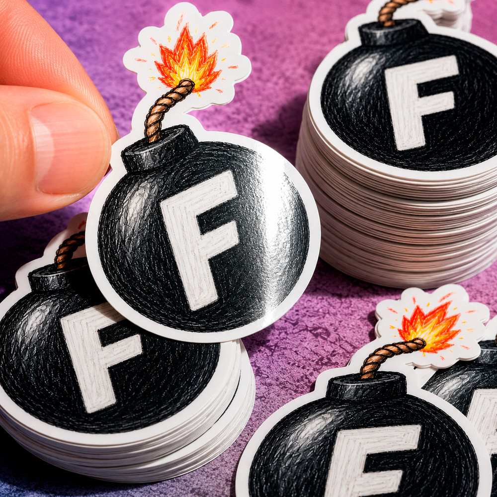 F-Bomb F Bomb Vinyl Sticker: Funny Hard Hat Decal – Laptop, Water Bottle Decor