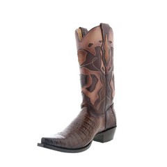 King Exotic Caiman Belly Snip Toe Mens Brown Wide Cowboy Western Boots