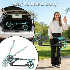 Foldable Kick Scooter Adjustable for Teens Adult Big Wheels No Assembly Unisex