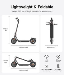 NAVEE V25 Electric Scooter for Adults, 20MPH, 15 Miles Range,10″ Tires, Commuter