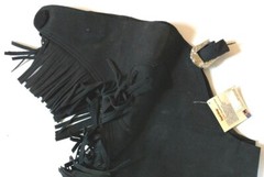 Western Equitation Show Chaps – Black Synthetic Suede -Elastic Fit – XS,S,M,L,XL